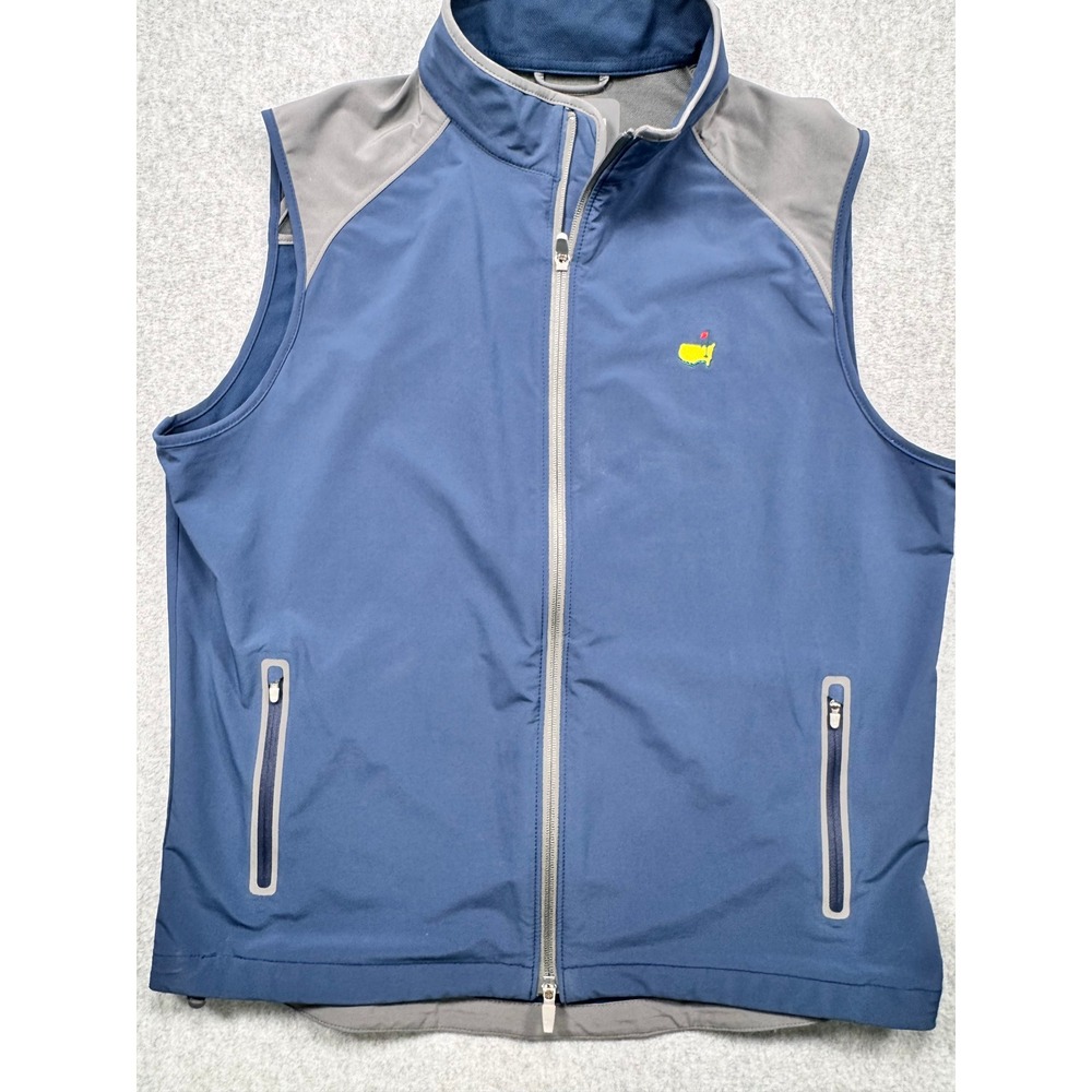 Masters Peter Millar Men Large Blue Grey Full Zip Golf Vest PM19O5103-002